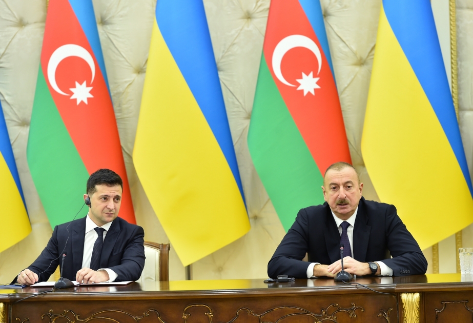 Azərbaycan və Ukrayna prezidentləri mətbuata bəyanatlarla çıxış ediblər YENİLƏNİB VİDEO