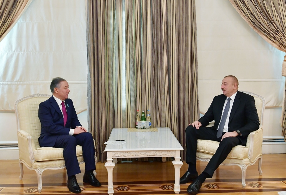 President Ilham Aliyev received delegation led by Chairman of Mazhilis of Kazakh Parliament VIDEO