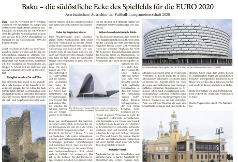 Se publica el artículo del corresponsal especial de AZERTAC en el periódico alemán