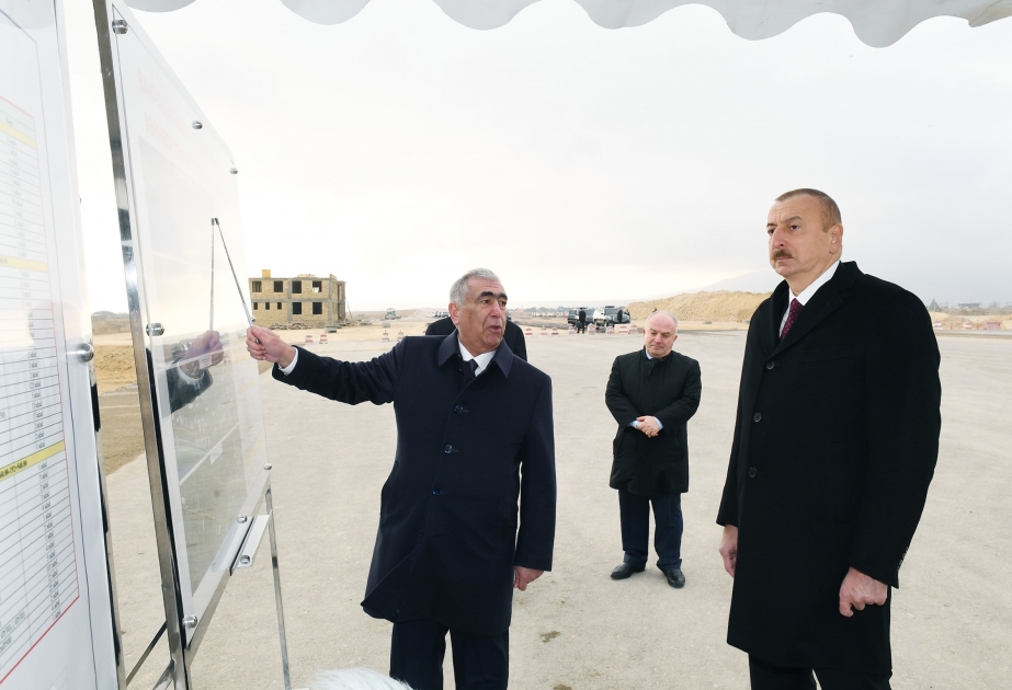 Präsident Ilham Aliyev inspiziert Straßenbauarbeiten VIDEO