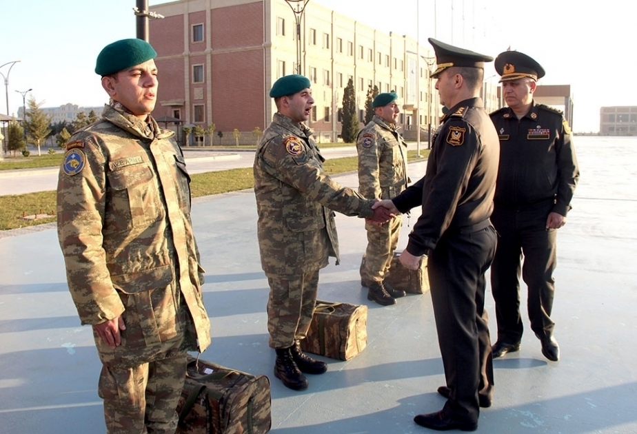 Eine Gruppe aserbaidschanischer Friedenstruppen aus Afghanistan heimgekehrt