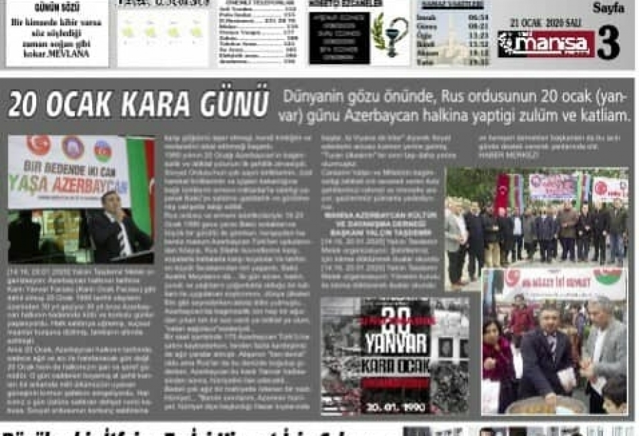 Türkiyə KİV-ləri 20 Yanvar faciəsi barədə məqalələr yaymaqda davam edir