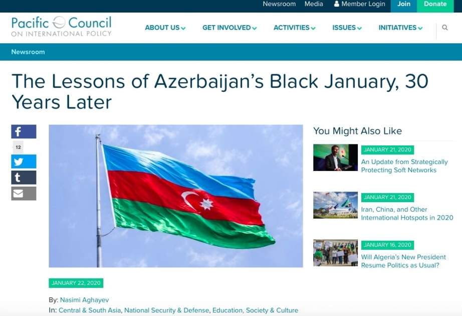 Amerika nəşrində Qara Yanvar haqqında məqalə dərc olunub