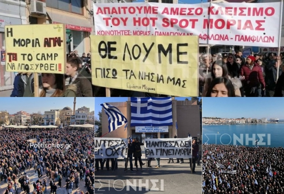 Yunan adalarının yerli əhalisi miqrantların çıxarılmalarını istəyir