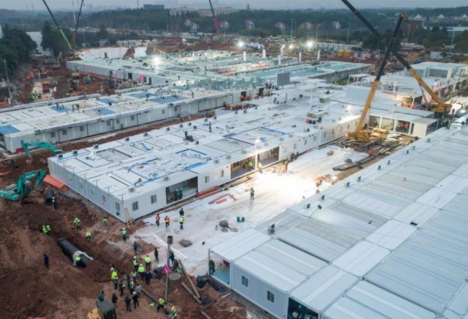 One of the emergency hospitals Wuhan is panic-building is looking close to completion