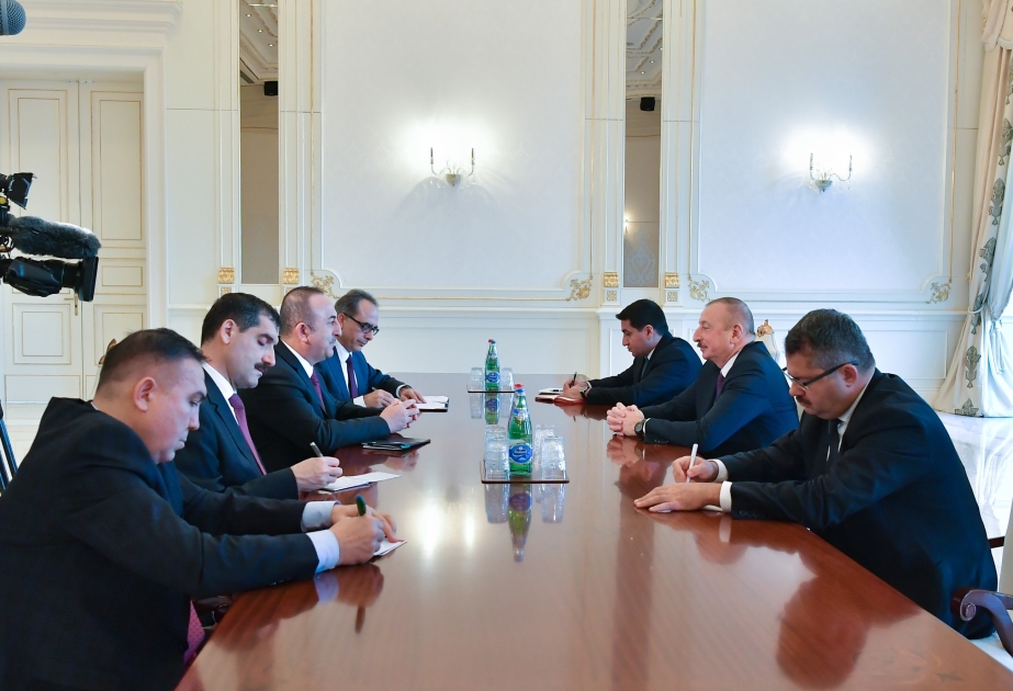 President Ilham Aliyev received delegation led by Turkish Foreign Minister VIDEO