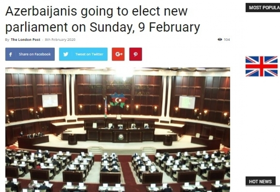 The London Post: "Los azerbaiyanos elegirán un nuevo parlamento el domingo 9 de febrero"