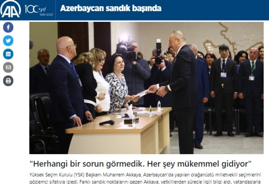 Türkiyə KİV-ləri Azərbaycanda keçirilən seçkiləri geniş işıqlandırır