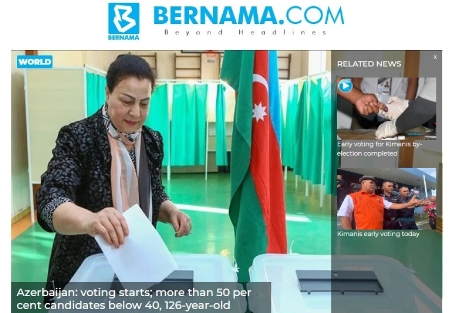 Agencia de Noticias Bernama: "Azerbaiyán-comienza la votación; más del 50% de los candidatos son menores de 40 años"