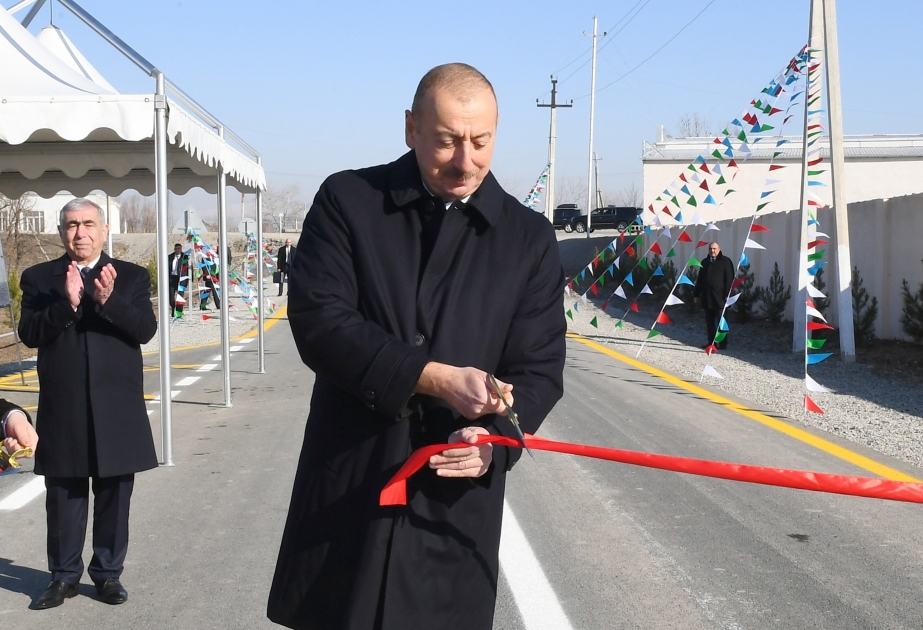 President Ilham Aliyev attended opening of newly renovated Pirili-Muradkhan-Sor-Sor highway VIDEO
