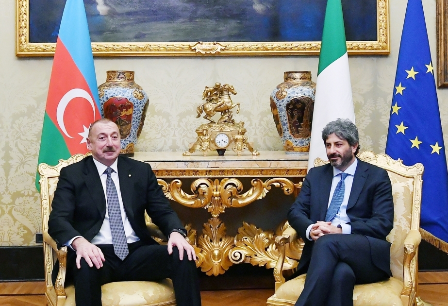 El Presidente Ilham Aliyev se reunió con el Presidente de la Cámara de Diputados de Italia
