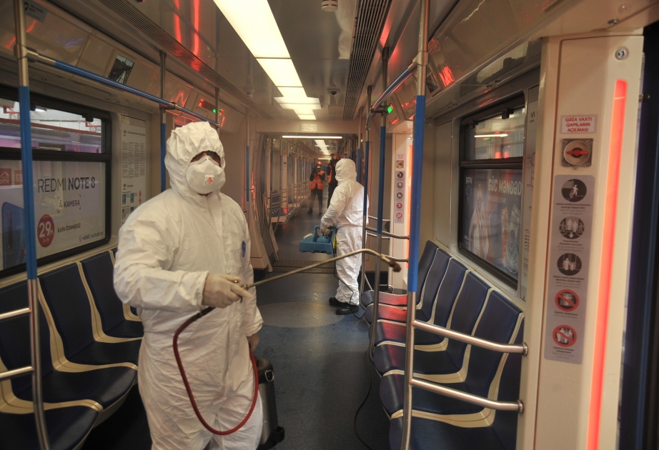 Bakı Metropolitenində koronavirusla bağlı profilaktik tədbirlərə başlanılıb VİDEO