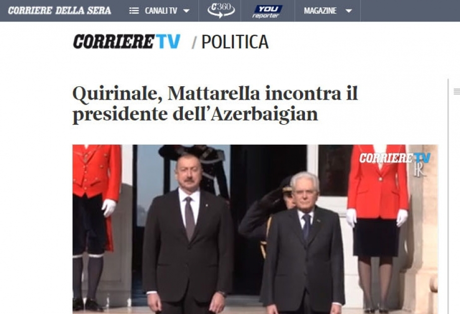 Prezident İlham Əliyevin İtaliyaya səfəri bu ölkə mətbuatının diqqət mərkəzindədir