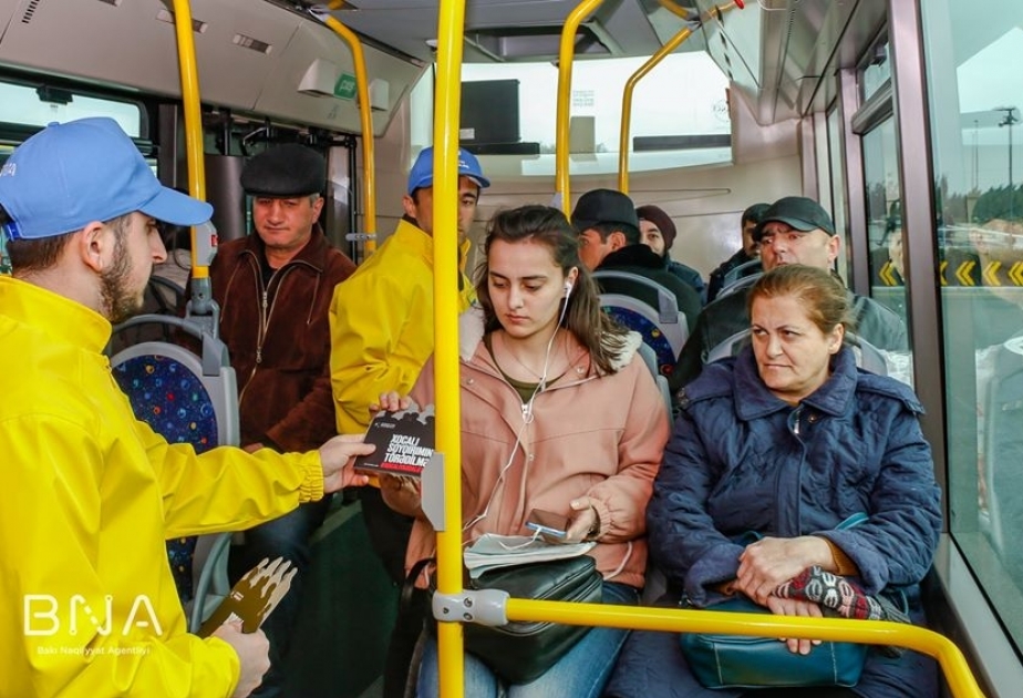 Koroğlu Nəqliyyat Mübadilə Mərkəzində Xocalı soyqırımı ilə bağlı məlumatlandırma aksiyası keçirilib