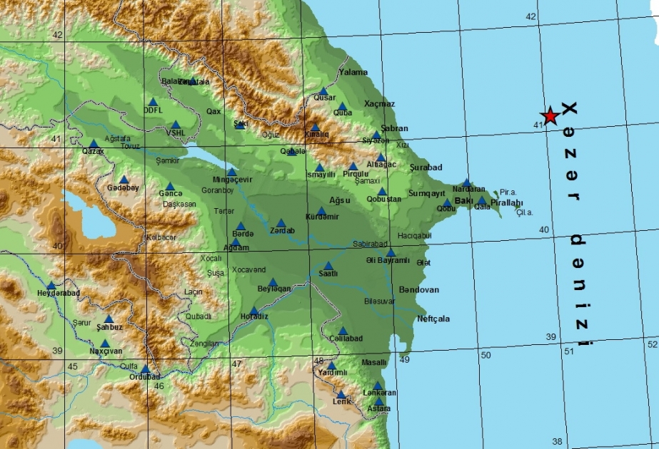 Xəzər dənizində maqnitudası 4.6 olan zəlzələ baş verib