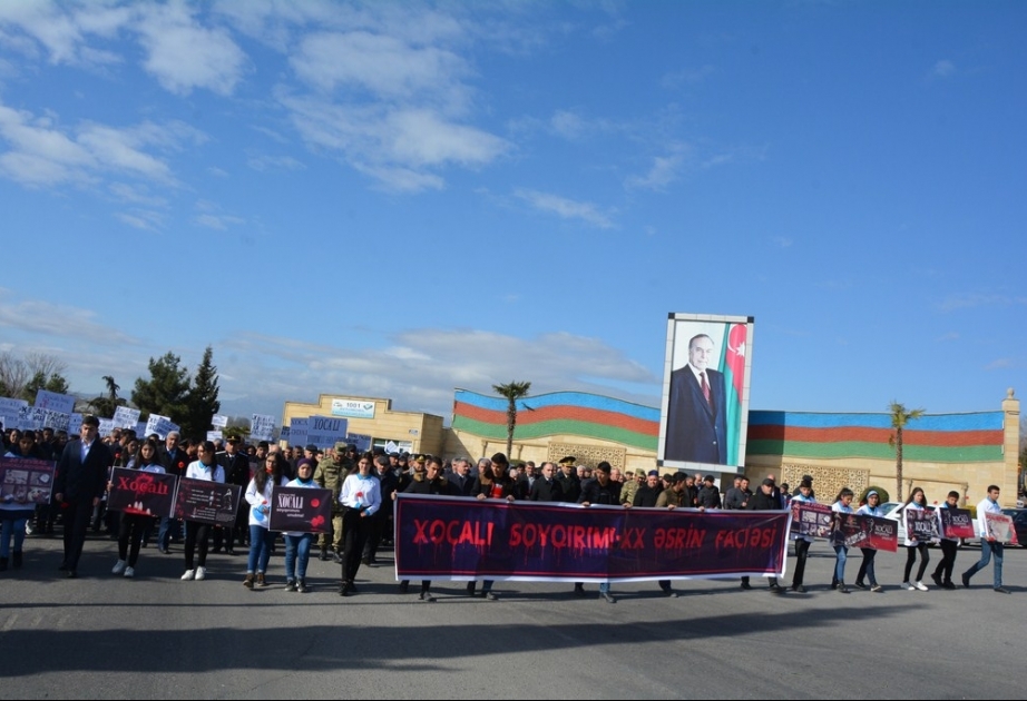 Xocalı soyqırımının ildönümü ilə bağlı keçirilən yürüşdə minlərlə tərtərli iştirak edib VİDEO