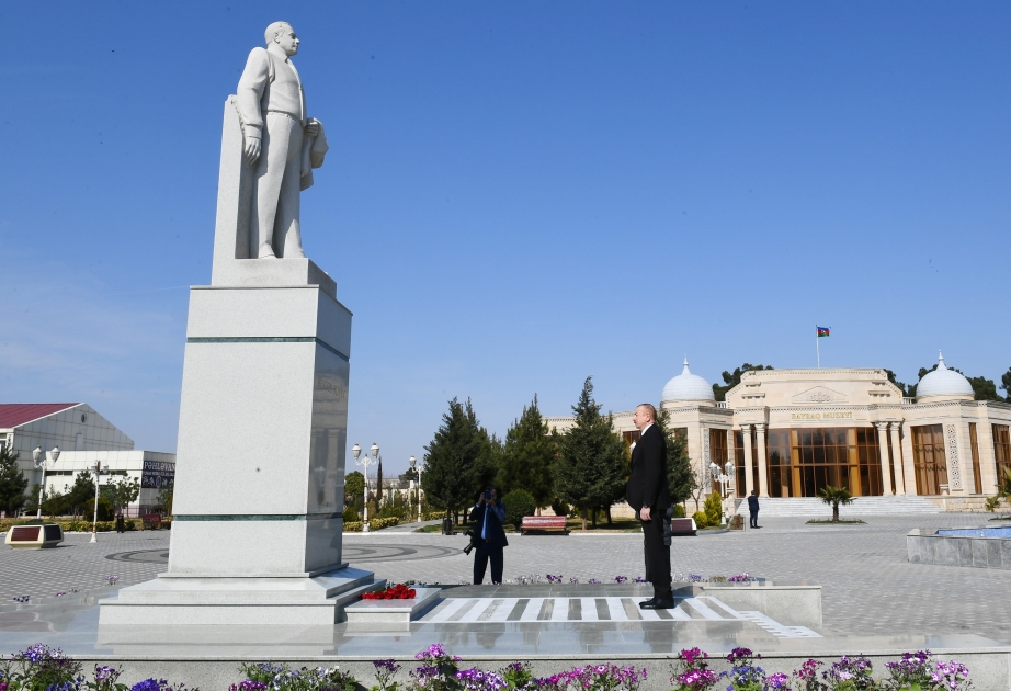 President Ilham Aliyev arrived in Goranboy district for visit VIDEO