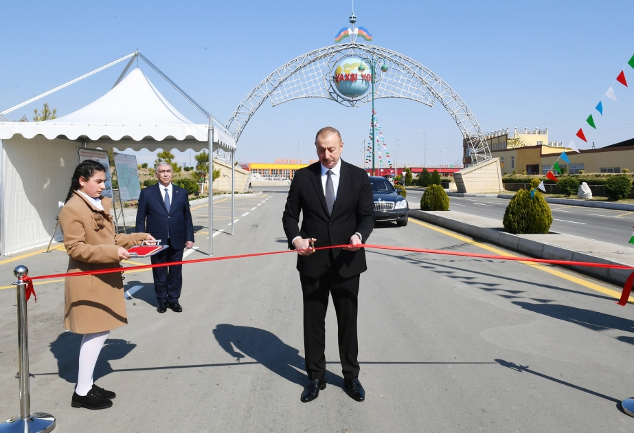 Ilham Aliyev asiste a la inauguración de la carretera en Goranboy