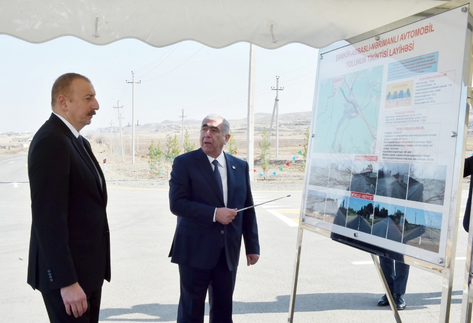 President Ilham Aliyev attended opening of newly renovated Shamkir-Abbasli-Narimanli highway VIDEO