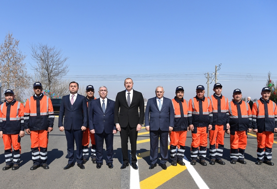 President Ilham Aliyev attended opening of newly reconstructed highway in Tovuz VIDEO