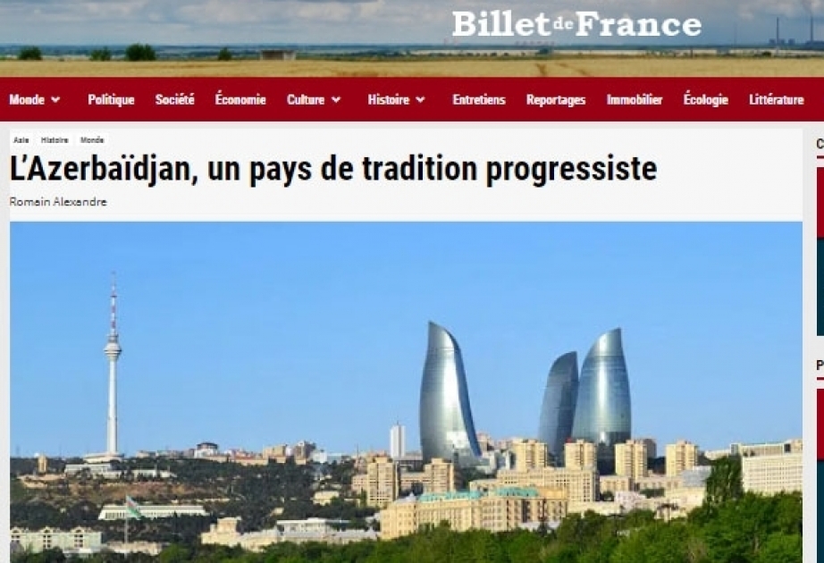 Un portail français publie un article consacré au développement de l’Azerbaïdjan