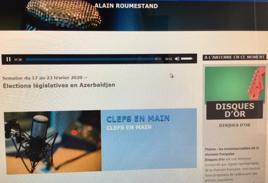 Fransa radiosunda Azərbaycanda keçirilən parlament seçkiləri ilə bağlı veriliş yayımlanıb