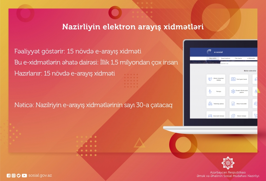 Sosial sahədə daha 15 növdə elektron arayış xidməti yaradılır