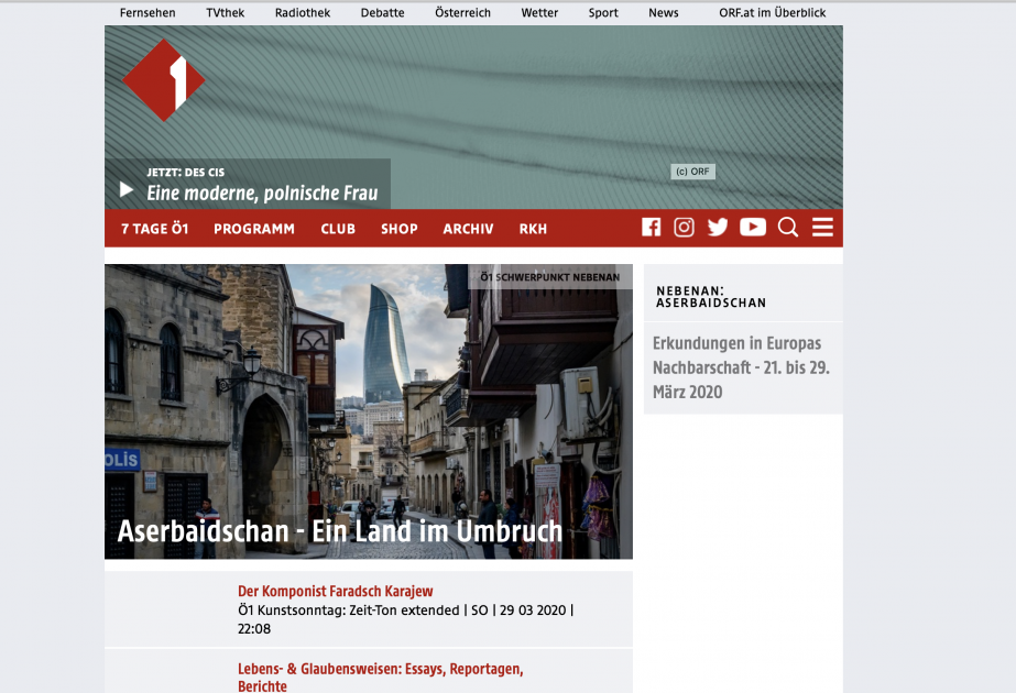 Avstriya radiosunda Azərbaycana həsr olunmuş silsilə verilişlər yayımlanacaq