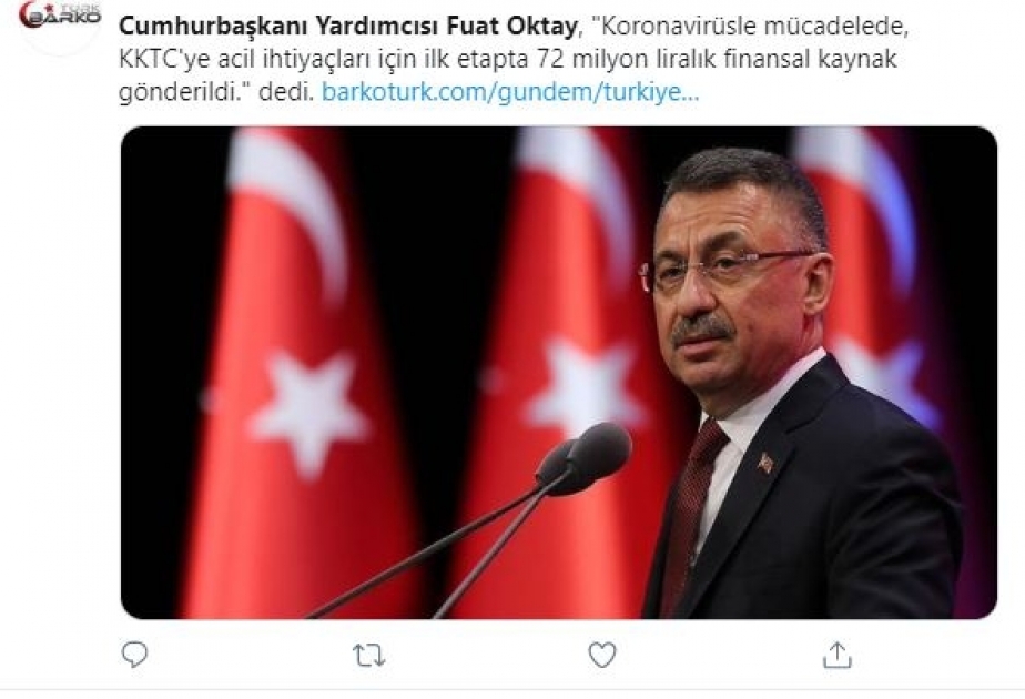 Türkiyə koronavirusla mübarizə üçün Şimali Kiprə yardım edib