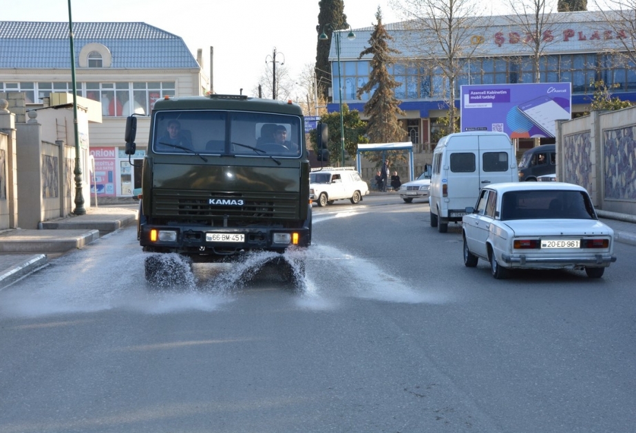 Tərtərdə küçə və prospektlər, çoxmənzilli binalar dezinfeksiya olunur