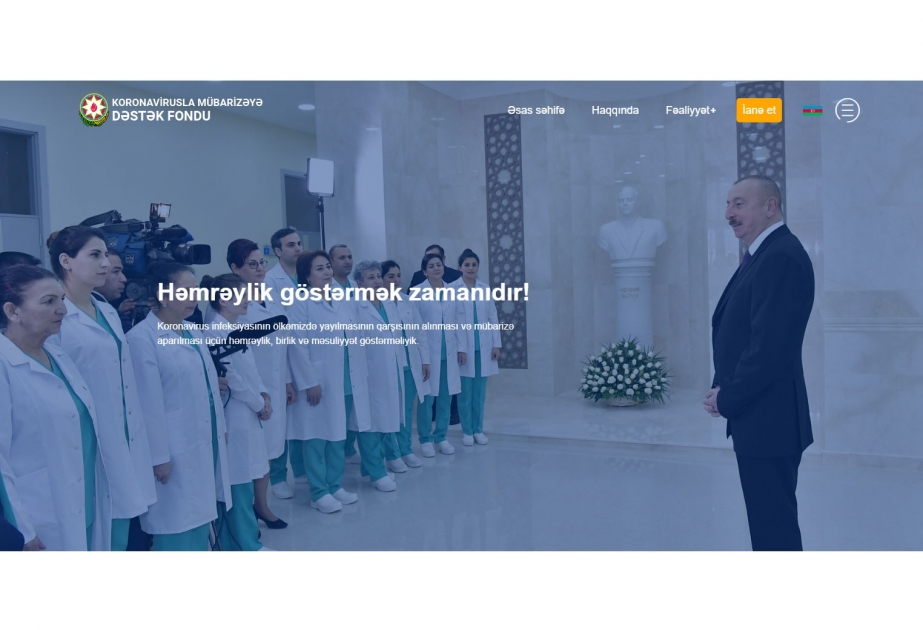 Koronavirusla Mübarizəyə Dəstək Fondunun rəsmi internet saytı fəaliyyətə başlayıb