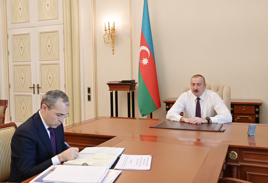 Prezident İlham Əliyev İqtisadiyyat nazirini qəbul edib YENİLƏNİB VİDEO