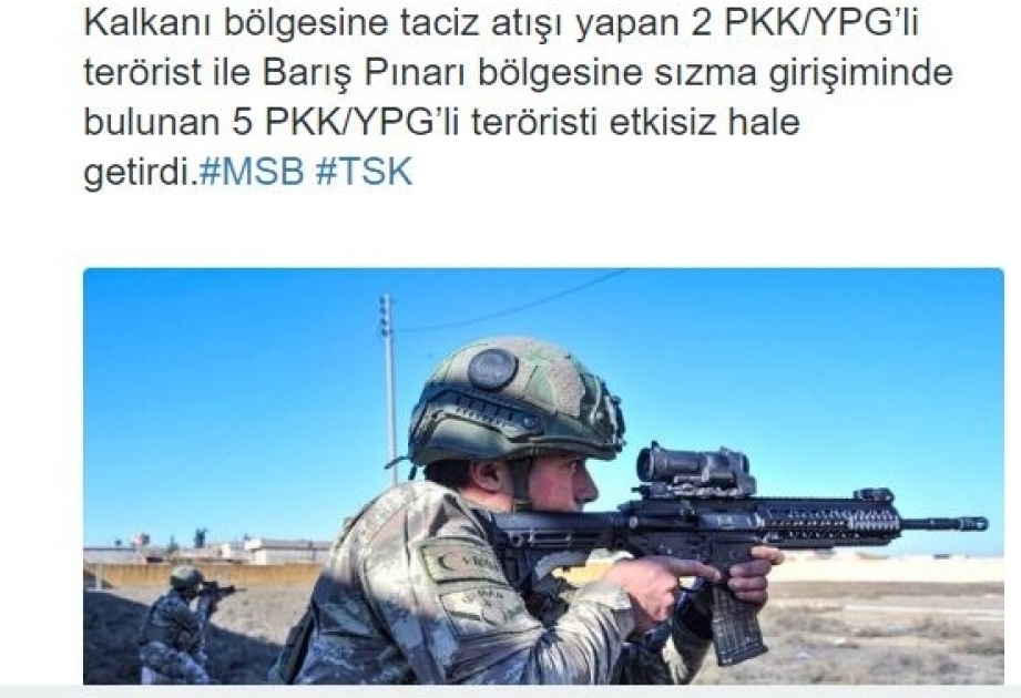 Turkey 'neutralizes' 7 YPG/PKK terrorists in N Syria