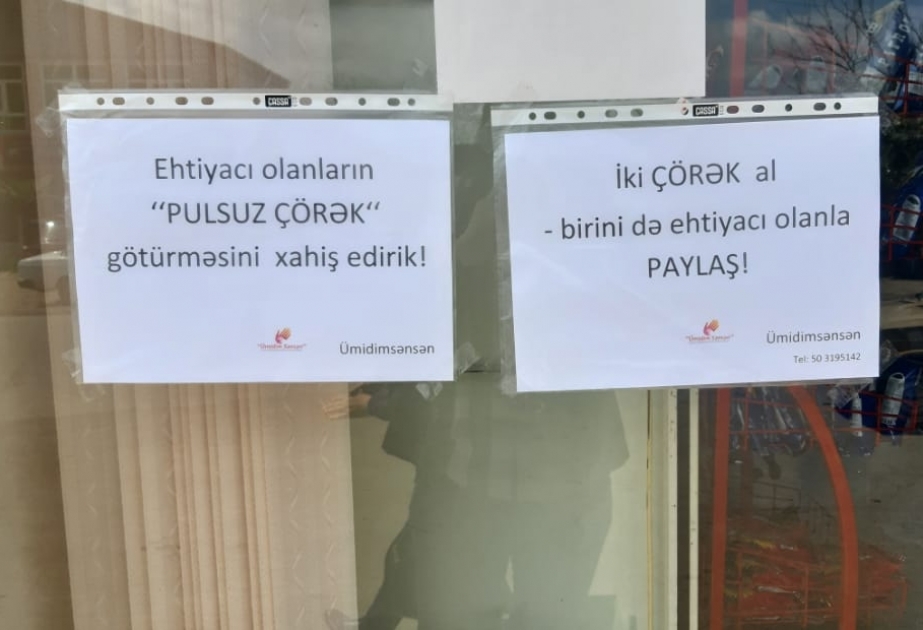 Masallıdakı “Ümidim sənsən” İctimai Birliyi sakinlərə pulsuz çörək təklif edir