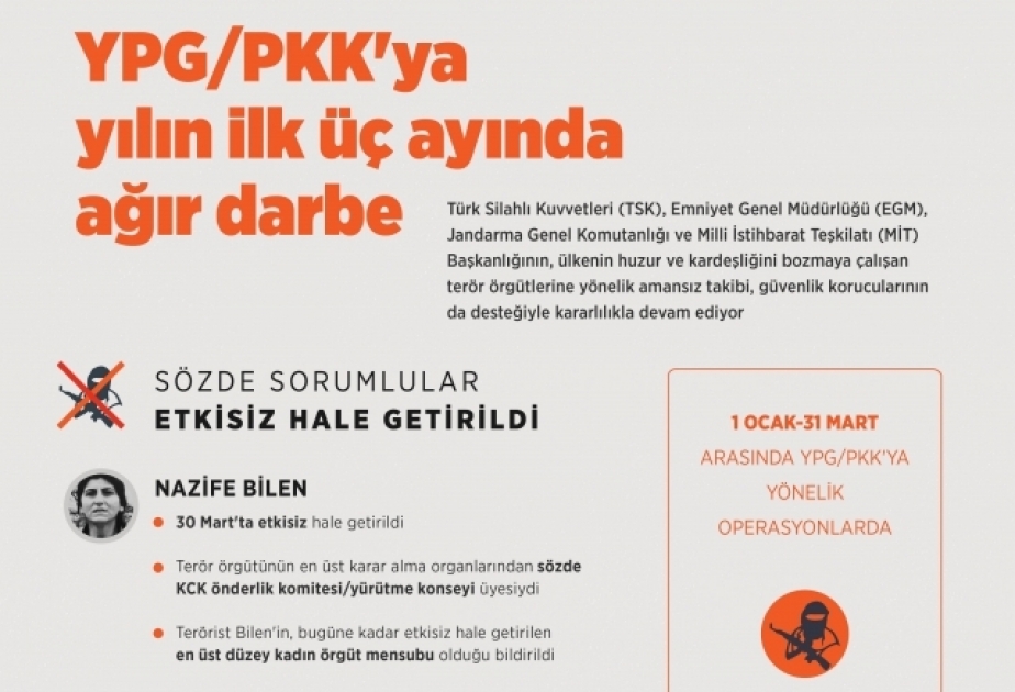 Bu ilin ilk üç ayında YPG və PKK-nın 230 terrorçusu məhv edilib