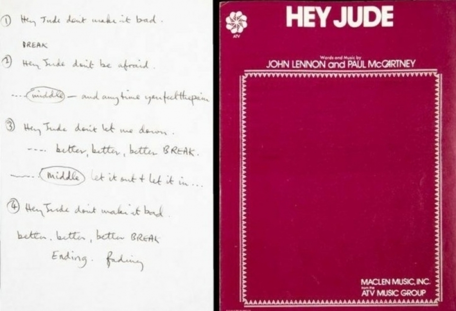 Les paroles manuscrites de « Hey Jude » des Beatles aux enchères