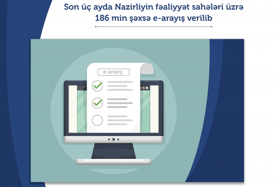 Son üç ayda Əmək və Əhalinin Sosial Müdafiəsi Nazirliyinin fəaliyyət sahələri üzrə 186 min şəxsə e-arayış verilib