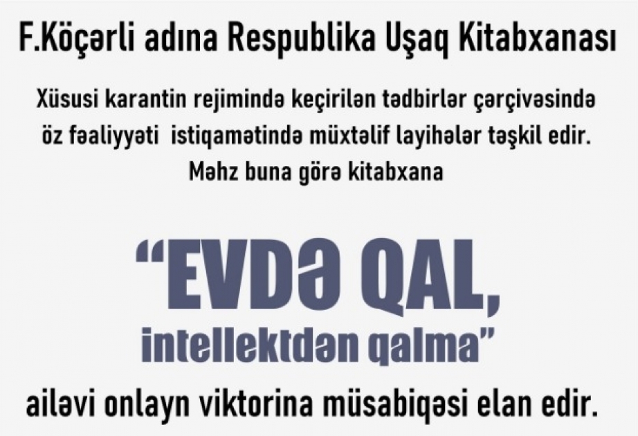 Respublika Uşaq Kitabxanası onlayn müsabiqə elan edib
