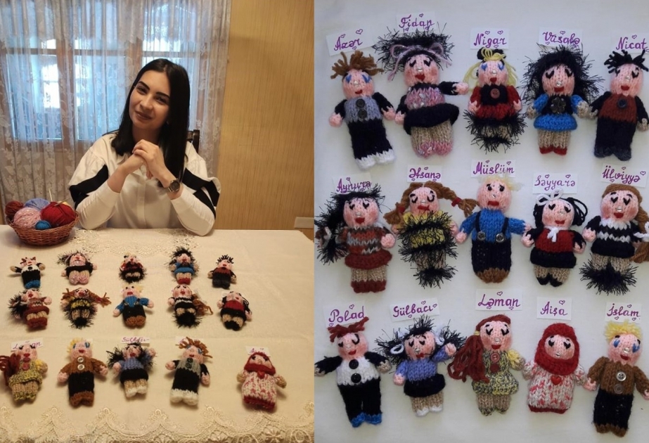 Şagirdləri üçün darıxan siyəzənli müəllim onlara bənzəyən kuklalar toxuyub