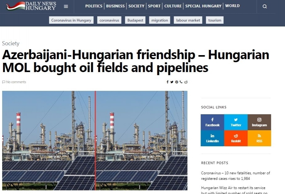 Macarıstan nəşrində Azərbaycan-Macarıstan dostluğu barədə məqalə dərc edilib
