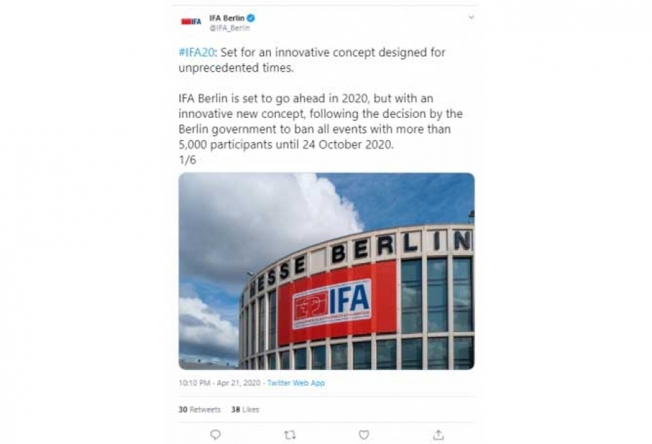 “IFA 2020” sərgisi koronavirusa görə ləğv edilib