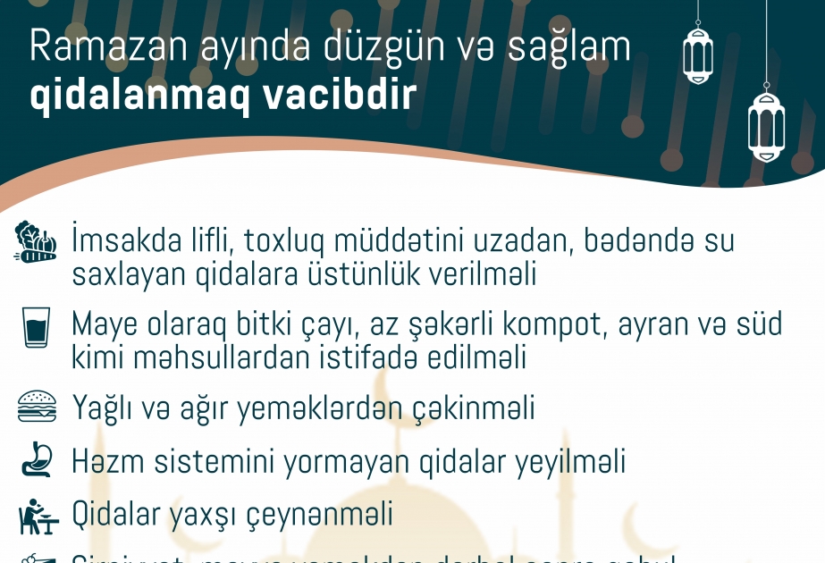 Ramazanda balanslı və sağlam qidalanmaq vacibdir