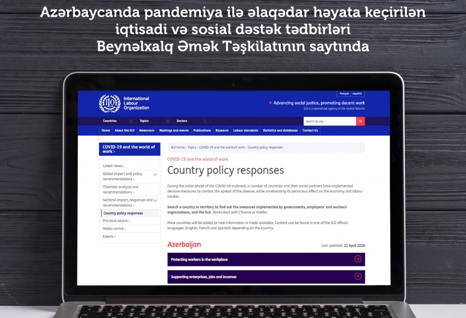 Azərbaycanda pandemiya ilə əlaqədar həyata keçirilən iqtisadi və sosial dəstək tədbirləri Beynəlxalq Əmək Təşkilatının saytında dərc olunub