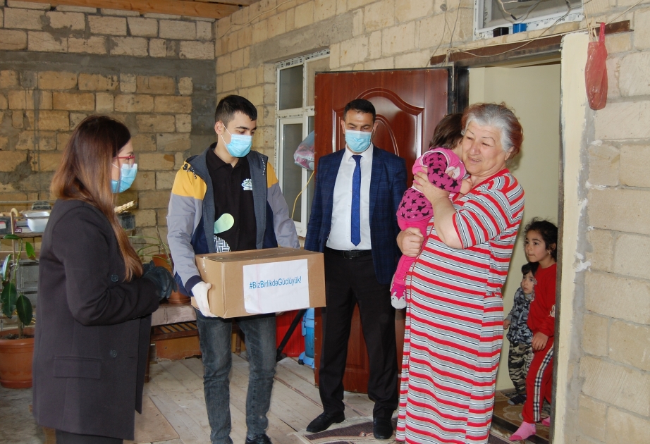 Şirvan şəhərində 500 aztəminatlı ailəyə ərzaq bağlamaları paylanılıb