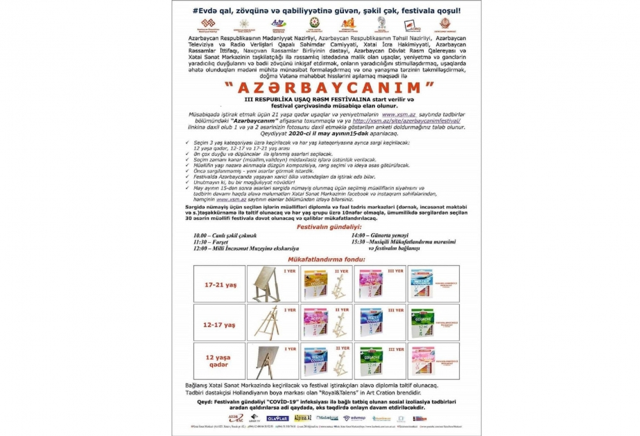 “Azərbaycanım” uşaq rəsm festivalının müddəti artırılıb