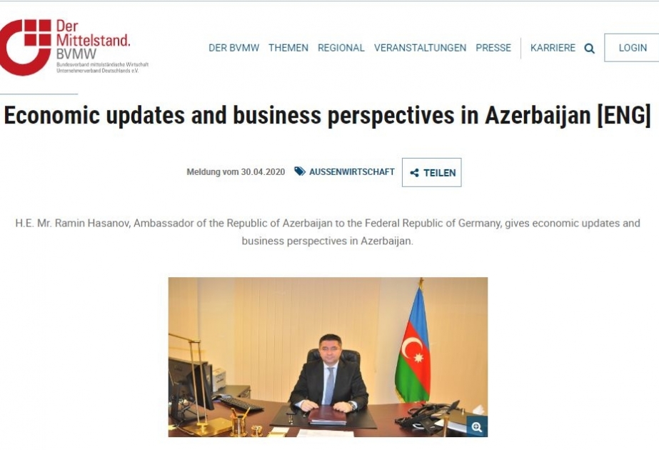 Almaniya mətbuatı Azərbaycanın iqtisadi yeniliklərindən və biznes perspektivlərindən yazır