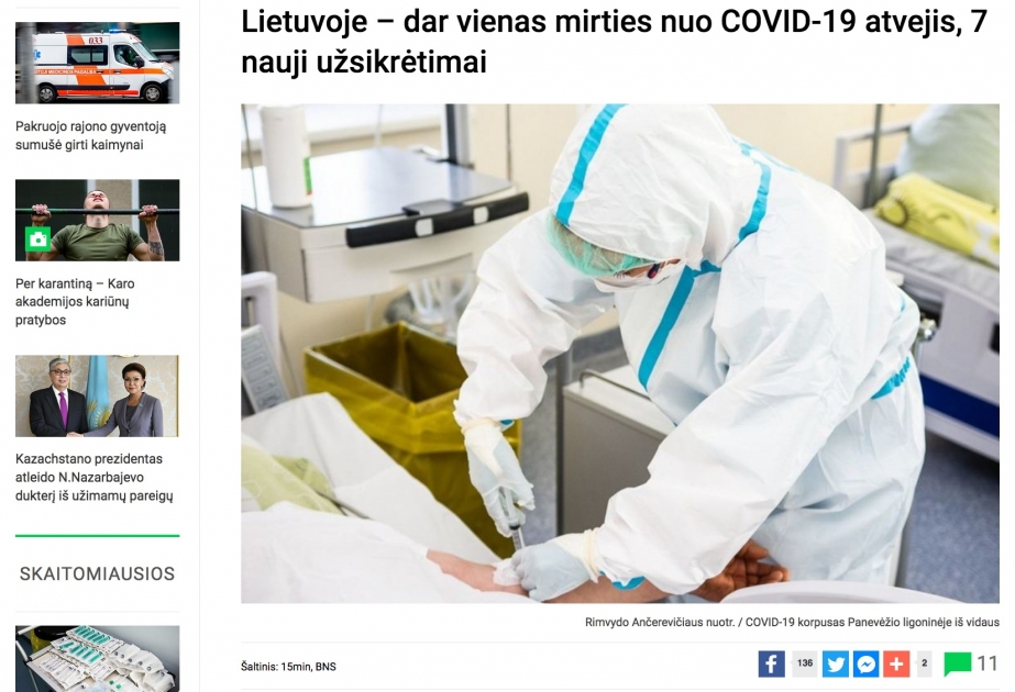 Litvada koronavirusa yoluxanların sayı 1406 nəfərə çatıb