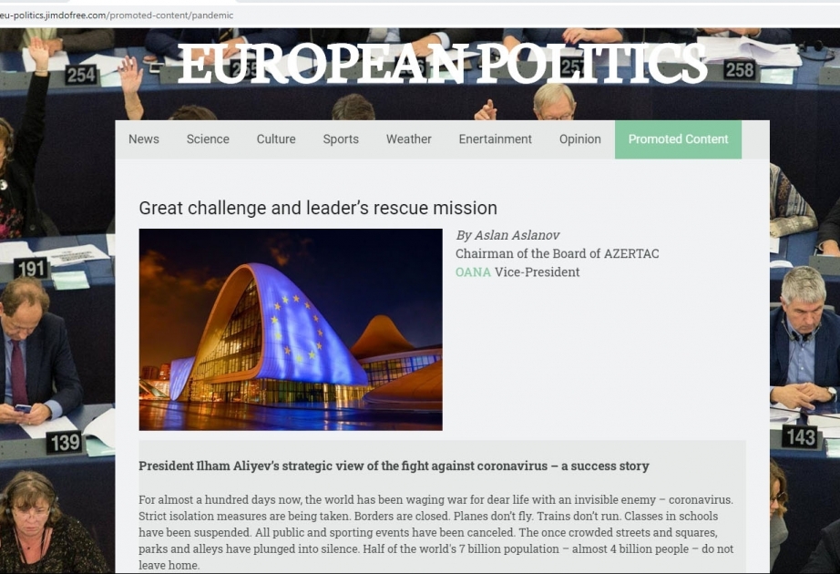 Artículo del presidente de AZERTAC se publicó en una influyente publicación de la UE