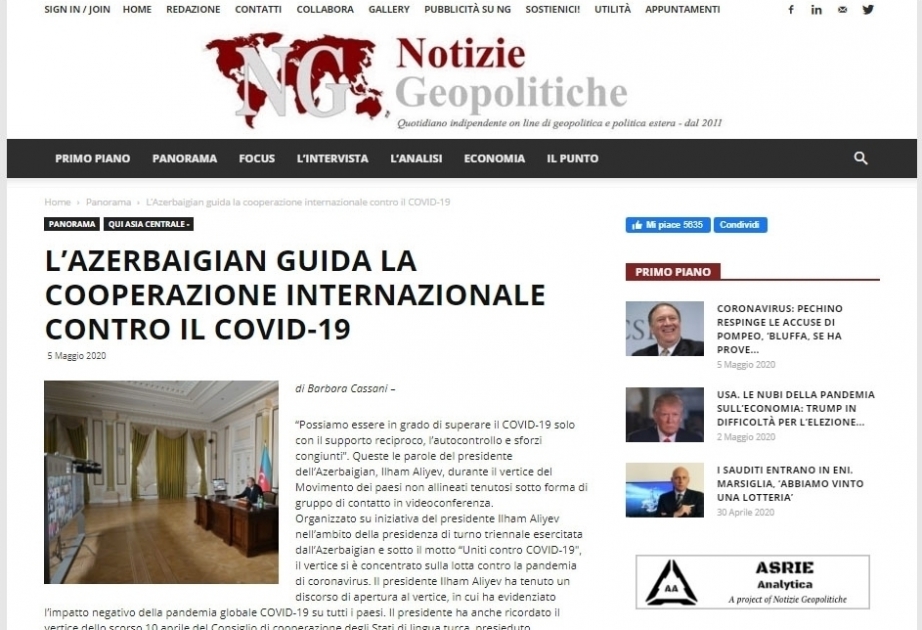 World media view Non-Aligned Movement Summit as Azerbaijan's contribution to international cooperation