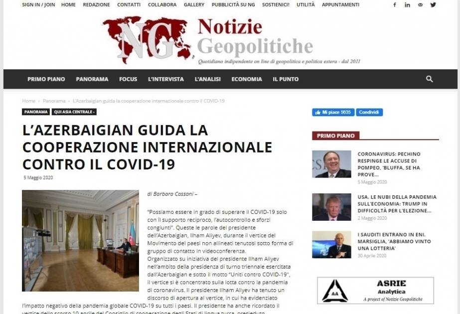 Los medios de comunicación mundiales consideran que la Cumbre del MNOAL es la contribución de Azerbaiyán a la cooperación internacional